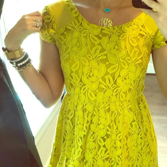 Coincidence & Chance Dresses | Coincidence & Chance Flare Mini Lace Dress | Color: Yellow | Size: S | Kdena15's Closet Coincidence & Chance Dresses | Coincidence & Chance Flare Mini Lace Dress | Color: Yellow | Size: S | Kdena15's Closet